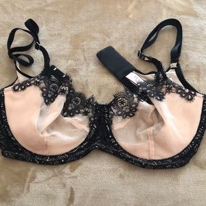 Blush and black bra